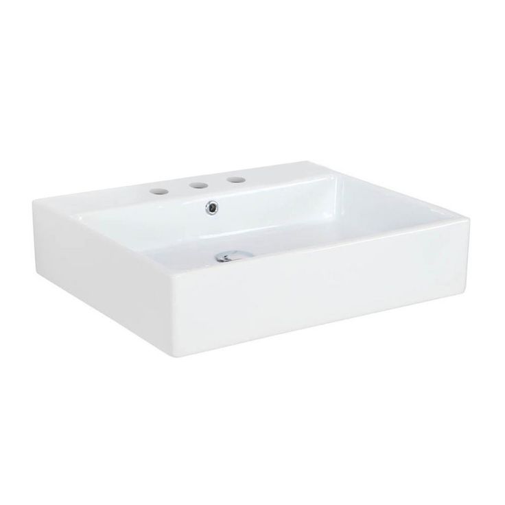 WS Bath Collections Simple 60.50A Wall Mount / Vessel Bathroom Sink in Ceramic White with 3 Faucet Holes