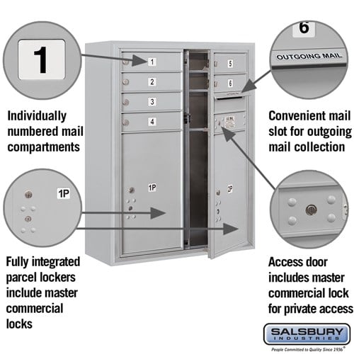 10 Door High Surface Mounted 4C Horizontal Mailbox with Parcel Lockers for Private Access