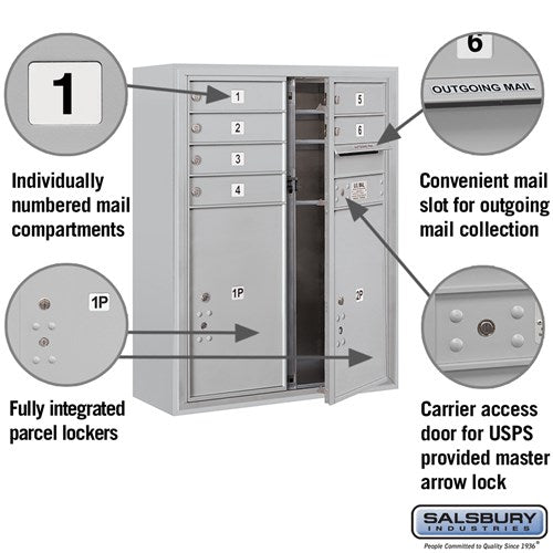 10-Door Surface Mounted Mailbox with Parcel Locker and USPS Access