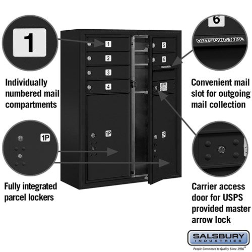 10-Door High Surface Mounted Mailbox with Parcel Lockers in Black