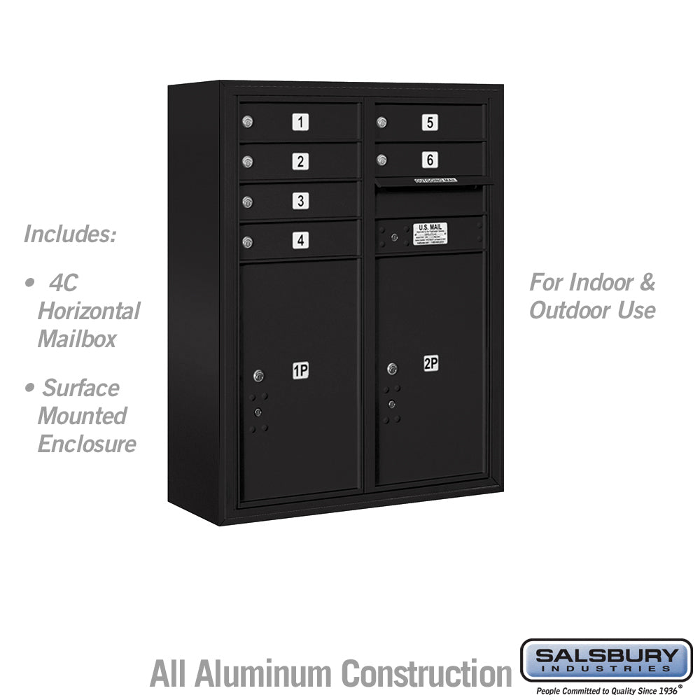 10-Door High Surface Mounted Mailbox with Parcel Lockers in Black