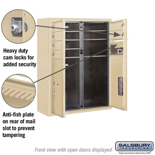 10 Door High Surface Mounted 4C Horizontal Mailbox with Parcel Lockers in Sandstone