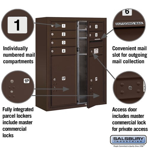 10 Door High Surface Mounted 4C Horizontal Mailbox with Parcel Lockers in Bronze
