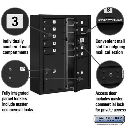 10-Door High Surface Mounted Mailbox with Parcel Lockers