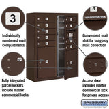 10 Door High Surface Mounted Parcel Locker with 4 Parcel Lockers in Bronze for USPS Access