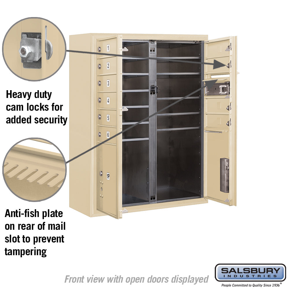 10 Door High Surface Mounted 4C Horizontal Mailbox with Parcel Lockers in Sandstone