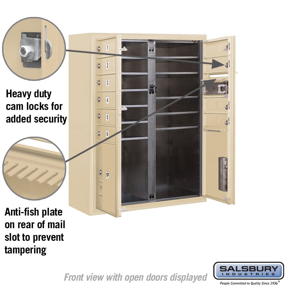 10 Door High Surface Mounted 4C Horizontal Mailbox with Parcel Lockers in Sandstone