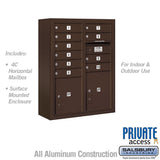 10 Door High Surface Mounted 4C Horizontal Mailbox with Parcel Lockers in Bronze
