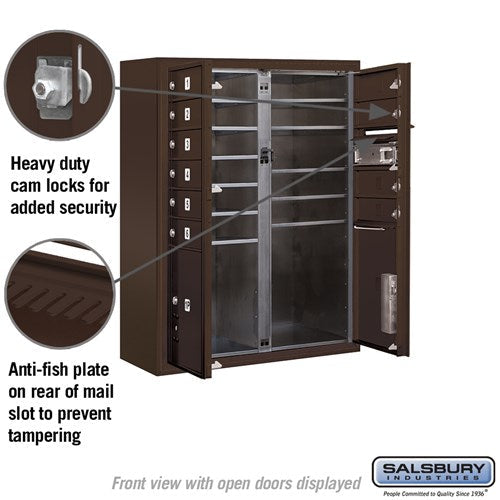 10 Door High Surface Mounted 4C Horizontal Mailbox with Parcel Lockers in Bronze