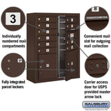 10-Door High Surface Mounted 4C Horizontal Mailbox with Parcel Lockers in Bronze