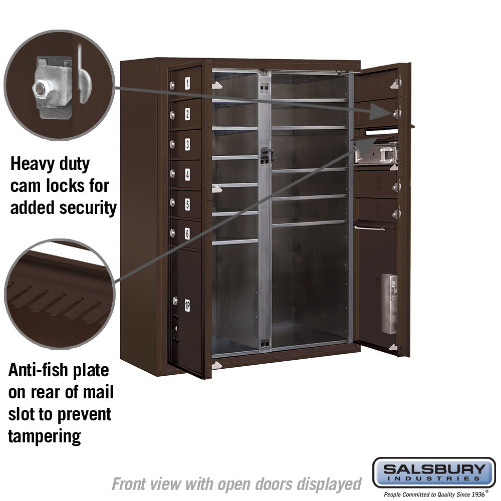 10-Door High Surface Mounted 4C Horizontal Mailbox with Parcel Lockers in Bronze