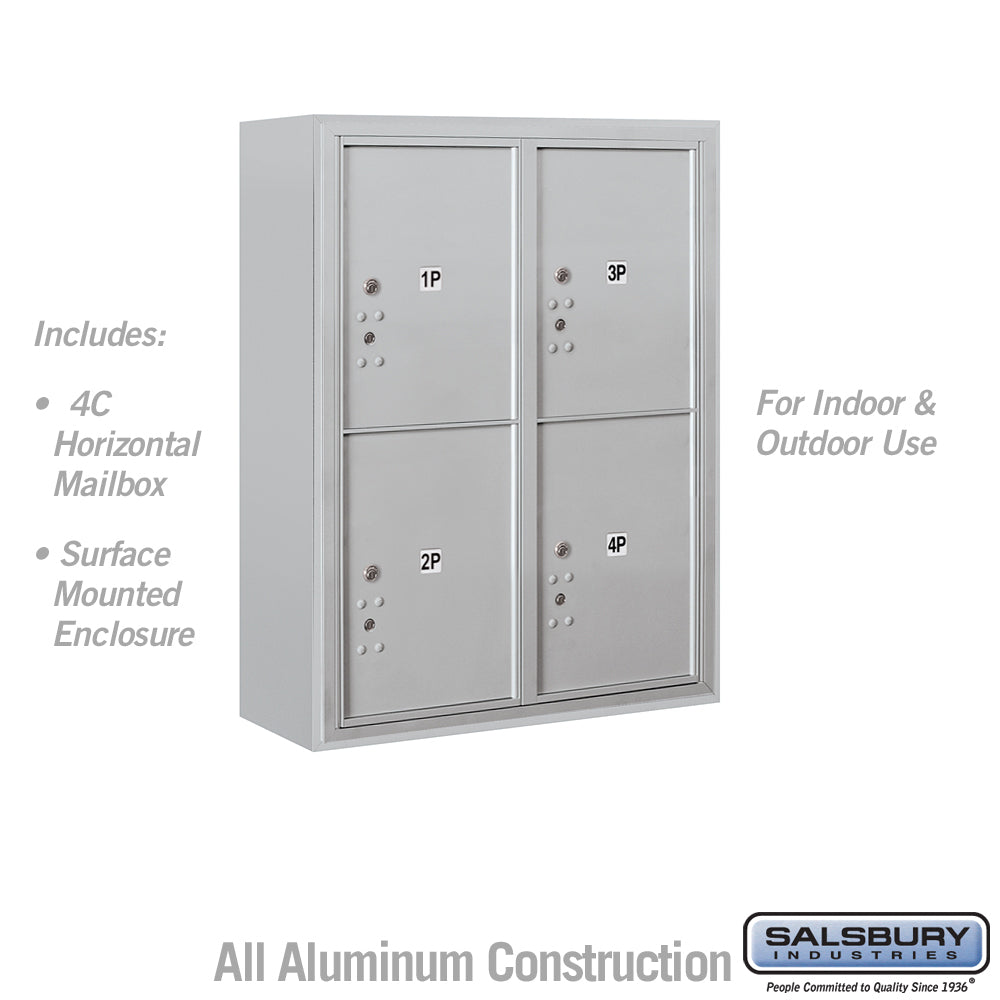 10-Door Surface Mounted Parcel Locker with 4 Parcel Lockers, Aluminum, USPS Access