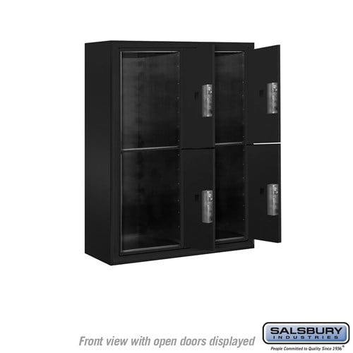 10-Door Surface Mounted Parcel Locker with 4 Parcel Lockers in Black for Private Access
