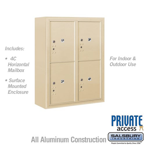 10 Door High Surface Mounted 4C Horizontal Parcel Locker with 4 Parcel Lockers in Sandstone