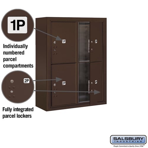 10 Door High Surface Mounted Parcel Locker with 4 Parcel Lockers in Bronze for USPS Access