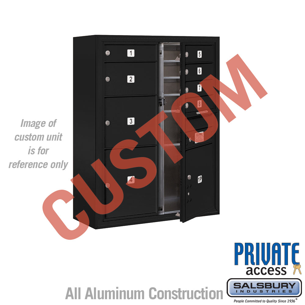 Surface Mounted 4C Horizontal Mailbox Unit - 10 Door High - Double Column - Black - Front Loading - Private Access