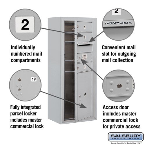 10-Door Surface Mounted Mailbox with Parcel Locker for Private Access