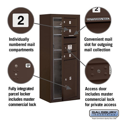 10 Door High Surface Mounted 4C Horizontal Mailbox with Parcel Locker in Bronze