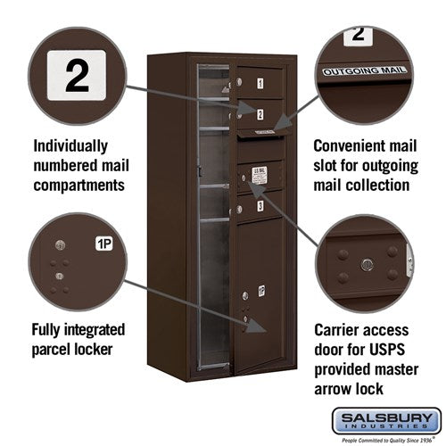 10 Door High Surface Mounted 4C Horizontal Mailbox with Parcel Locker in Bronze