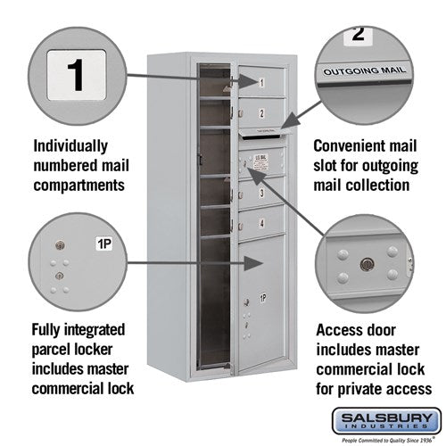 10-Door Surface Mounted Mailbox with Parcel Locker for Private Access