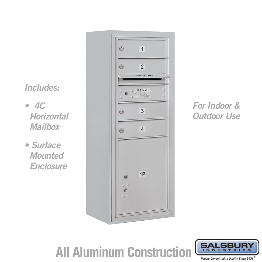 10-Door Surface Mounted 4C Horizontal Mailbox with Parcel Locker