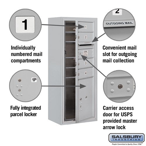 10-Door Surface Mounted 4C Horizontal Mailbox with Parcel Locker