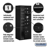 10-Door High Surface Mounted 4C Horizontal Mailbox with Parcel Locker in Black