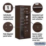 10 Door High Surface Mounted 4C Horizontal Mailbox with Parcel Locker in Bronze