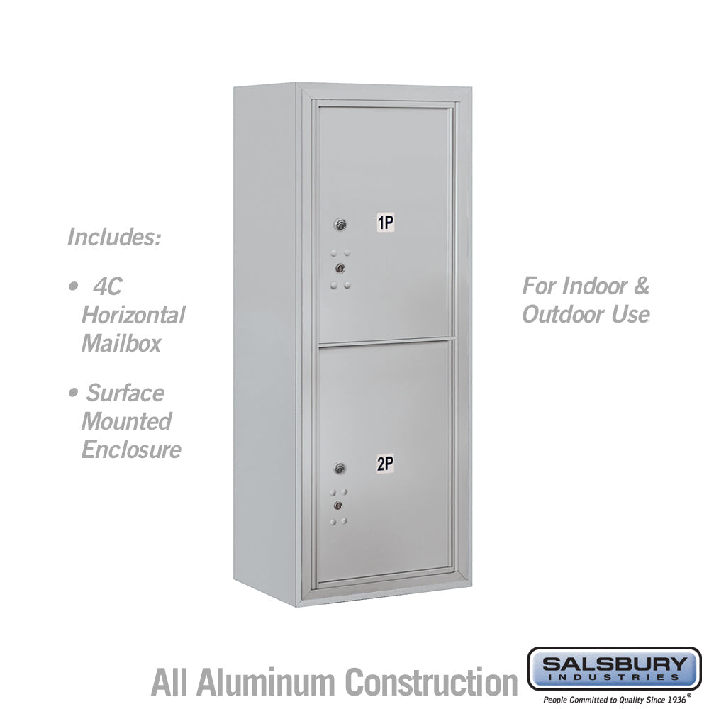 10-Door Surface Mounted Parcel Locker with 2 Parcel Lockers, Aluminum, USPS Access