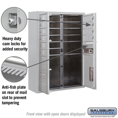 11 Door High Surface Mounted Parcel Locker with 4 Parcel Lockers in Aluminum for Private Access