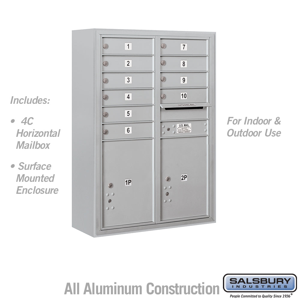 11 Door High Surface Mounted 4C Horizontal Mailbox with Parcel Lockers
