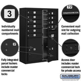 11-Door High Surface Mounted Mailbox with Parcel Locker in Black