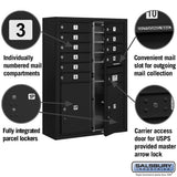 11 Door High Surface Mounted 4C Horizontal Mailbox with Parcel Lockers and USPS Access