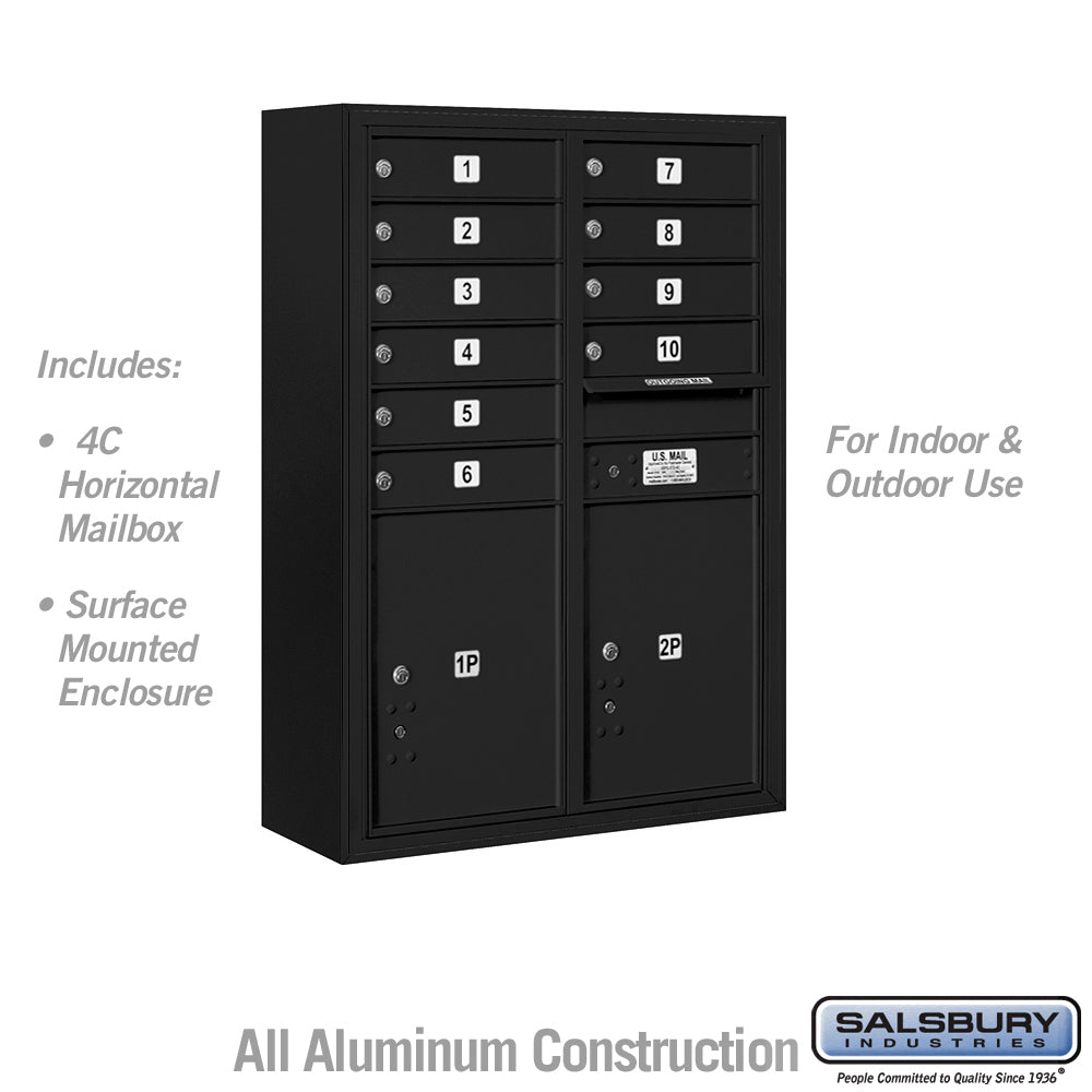 11 Door High Surface Mounted 4C Horizontal Mailbox with Parcel Lockers and USPS Access