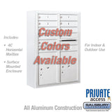Surface Mounted 4C Horizontal Mailbox Unit - 11 Door High, Double Column, Custom Color, Front Loading, Private Access