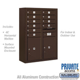 11-Door Surface Mounted Parcel Locker with 4 Parcel Lockers in Bronze