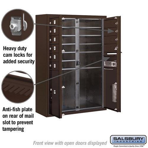 11-Door High Surface Mounted 4C Horizontal Mailbox with Parcel Lockers in Bronze