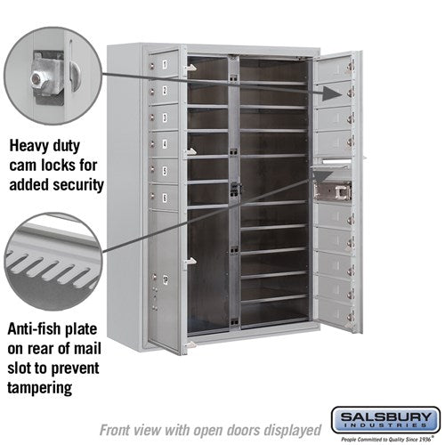 11 Door High Surface Mounted 4C Horizontal Mailbox with Parcel Locker in Aluminum