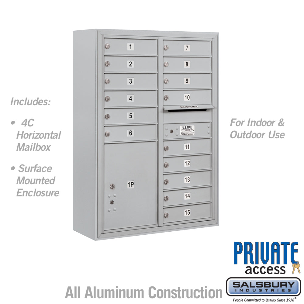 Salsbury Surface-Mounted 4C Horizontal Mailbox Unit – 11-Door High, Double Column, Bronze, Front Loading, Private Access