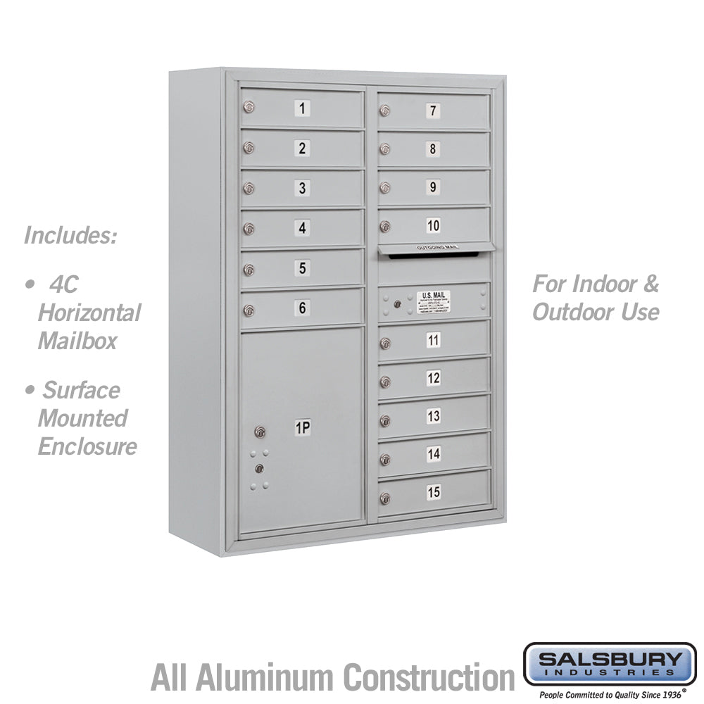 11 Door High Surface Mounted 4C Horizontal Mailbox with Parcel Locker and USPS Access
