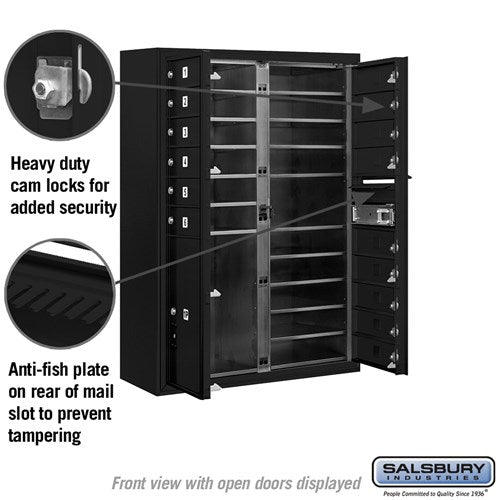 11 Door High Surface Mounted 4C Horizontal Mailbox with Parcel Locker in Black