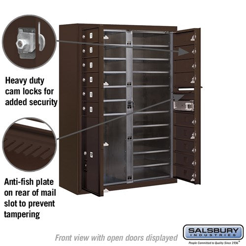11 Door High Surface Mounted 4C Horizontal Mailbox with Parcel Locker in Bronze