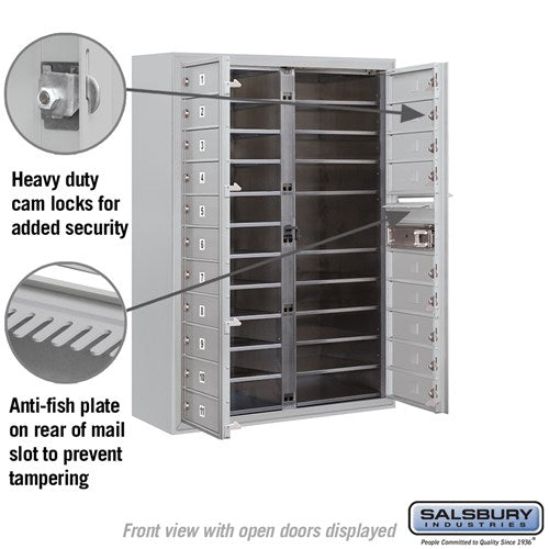 11 Door High Surface Mounted 4C Horizontal Mailbox with 20 Doors in Aluminum for Private Access