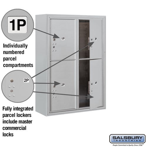 11 Door High Surface Mounted Parcel Locker with 4 Parcel Lockers in Aluminum for Private Access