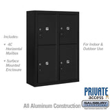 11-Door High Surface Mounted Parcel Locker with 4 Parcel Compartments in Black