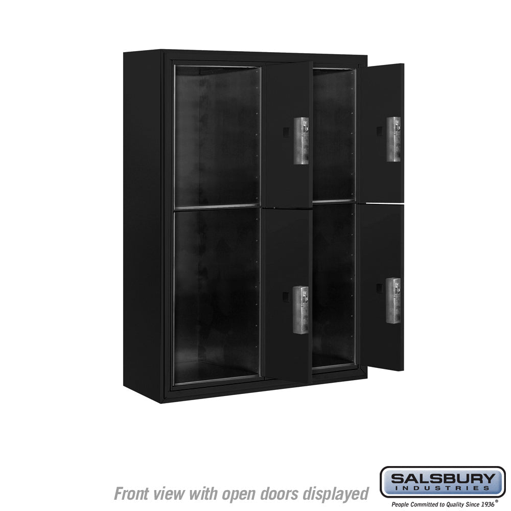 11-Door High Surface Mounted Parcel Locker with 4 Parcel Compartments in Black