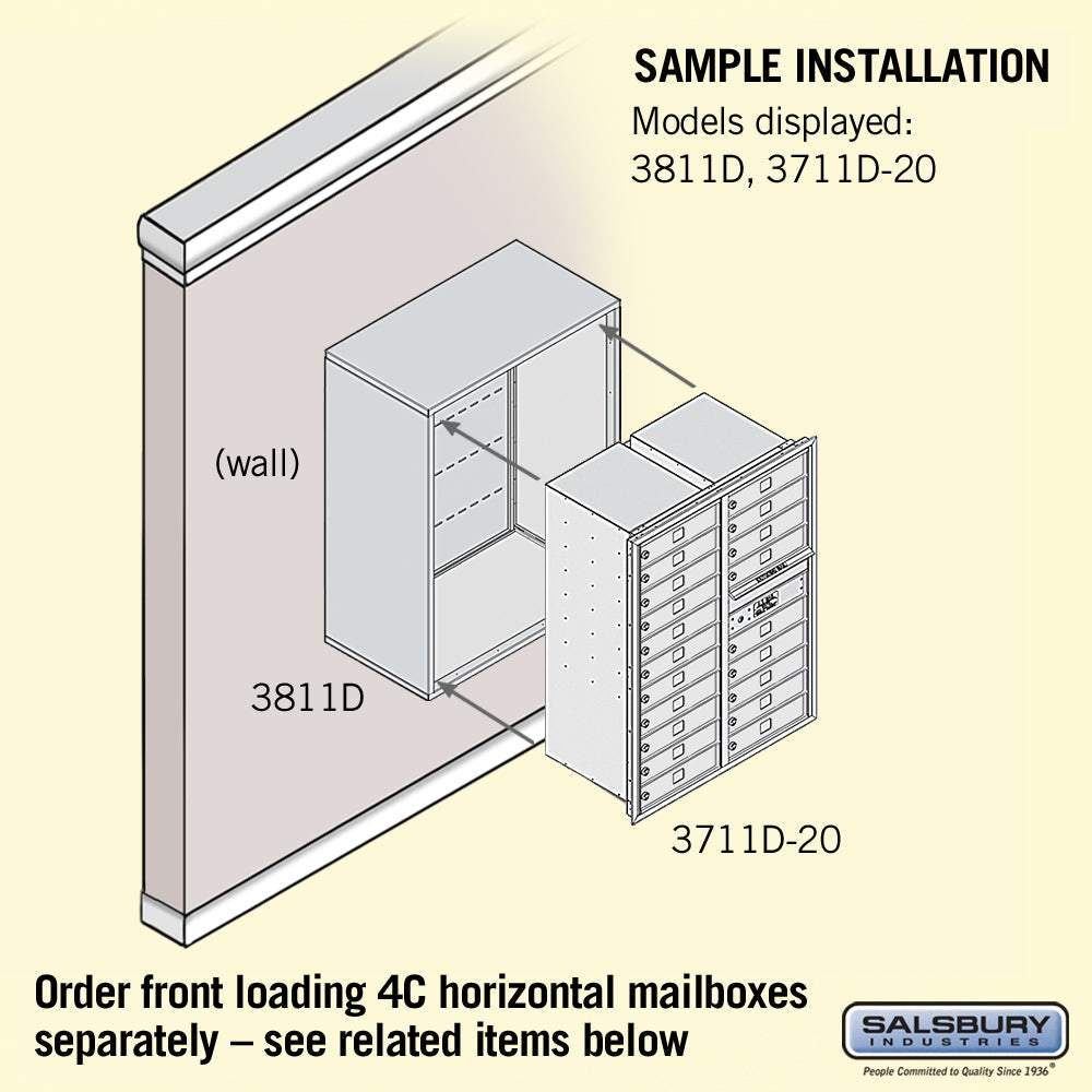 Surface Mounted Enclosure for Double Column Mailbox - Black