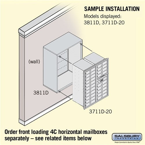 Surface Mounted Enclosure for Double Column Mailboxes - Bronze