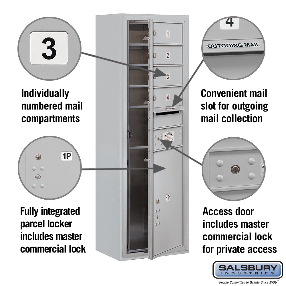 11 Door High Surface Mounted 4C Horizontal Mailbox with Parcel Locker and Private Access