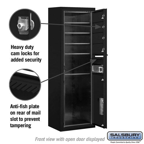 11-Door High Surface Mounted 4C Horizontal Mailbox with Parcel Locker in Black
